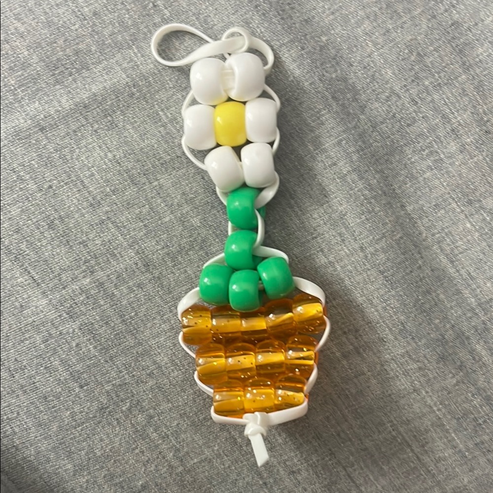 Beaded Pineapple Keychain with Flower
